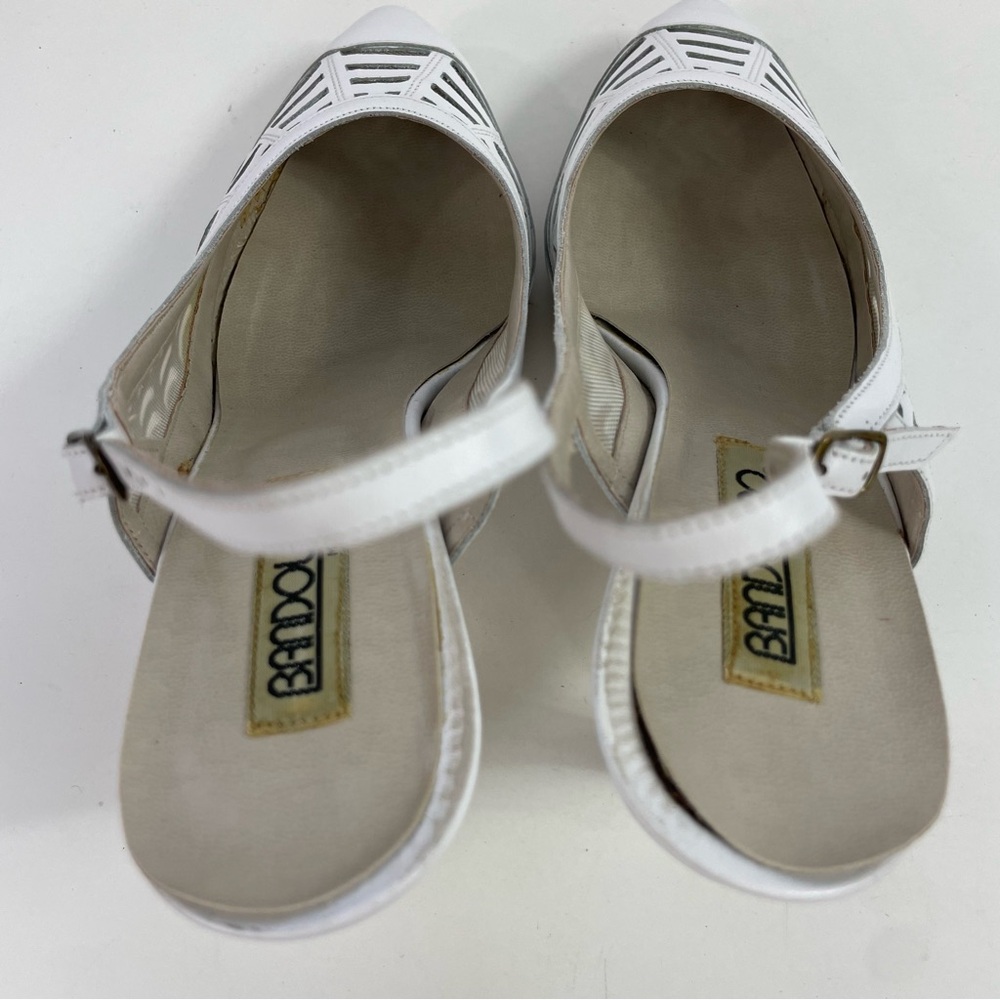 Vintage White‎ Slingback Point Toe Spiderweb Pumps Heels - Picture 11 of 16